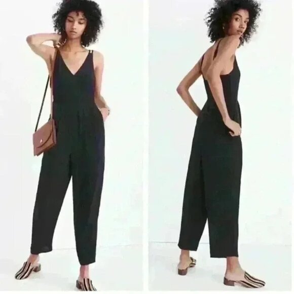 Madewell Pants - Madewell V-Neck Sleeveless Jumpsuit In True Black Size 00 EUC